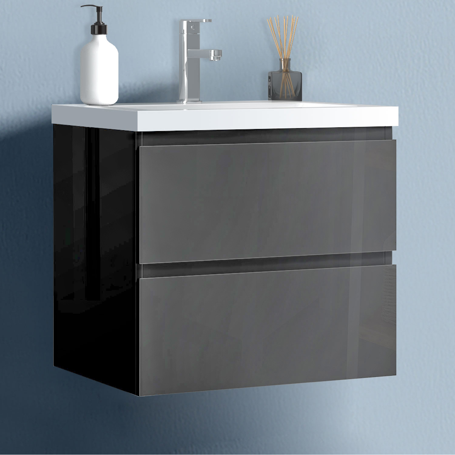 Badmöbelset SYDNEY 60 Cm Macadamia Matt Waschtisch Und Unterschrank SYDS60MC | Quentis Badmöbelshop